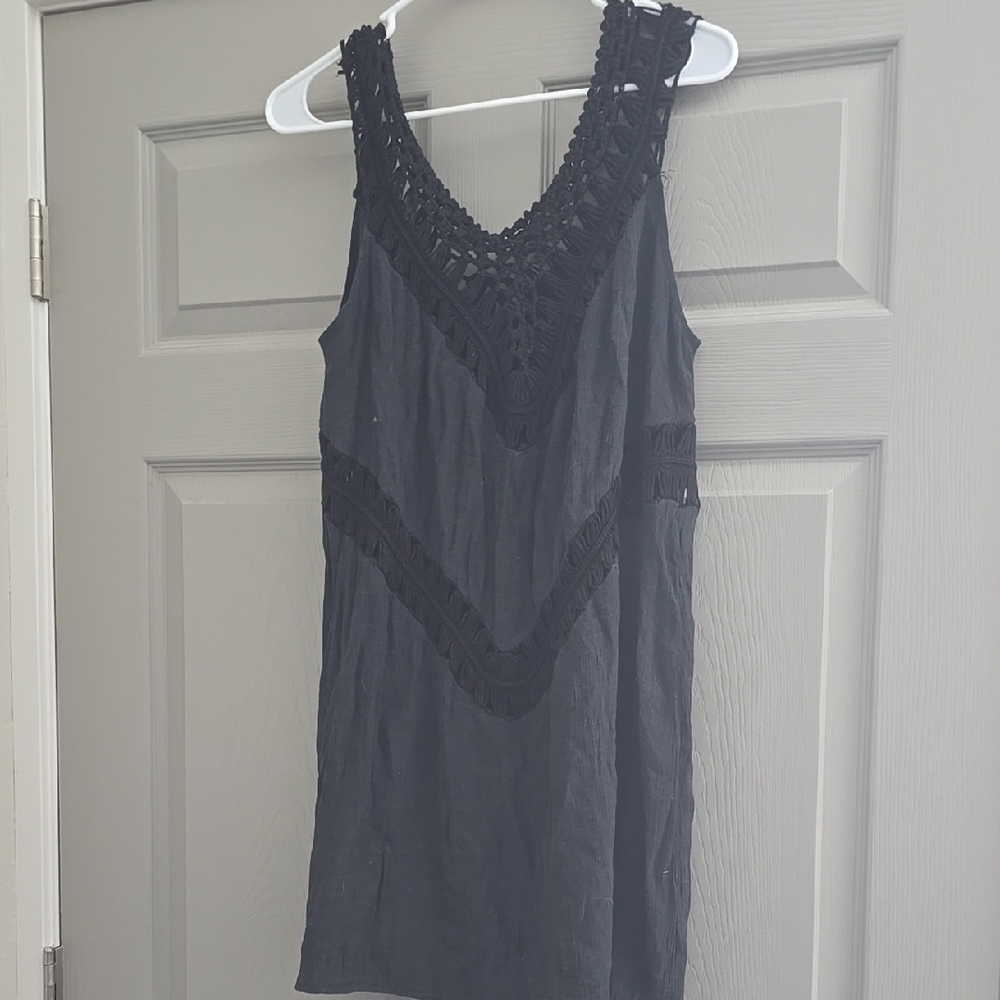 Black Sleeveless Crochet Dress